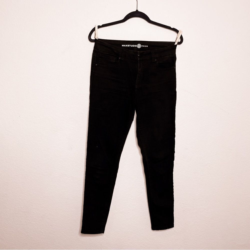🍋 Max Studio • Women’s Indigo High Rise Legging Jeans Black Size 8